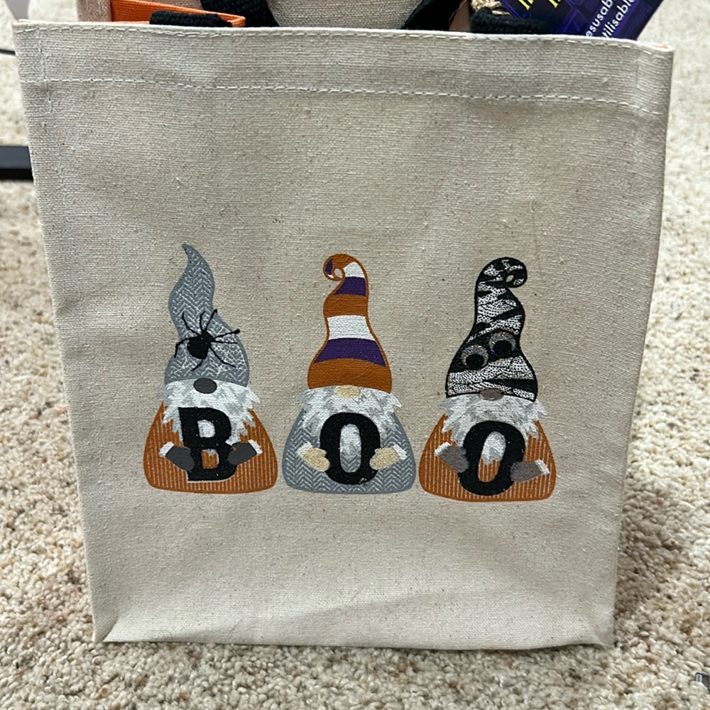 Halloween BOO Reuseable Canvas Tote Bag NWT 11x10x6